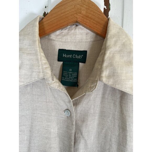 Vintage Hunt Club Womens Size 8 100% Natural Linen Classic Shirt MOP Buttons L/S - Picture 7 of 12